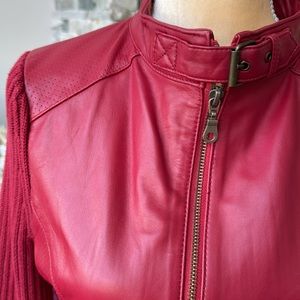 Maurice Sasson Leather Sweater Jacket